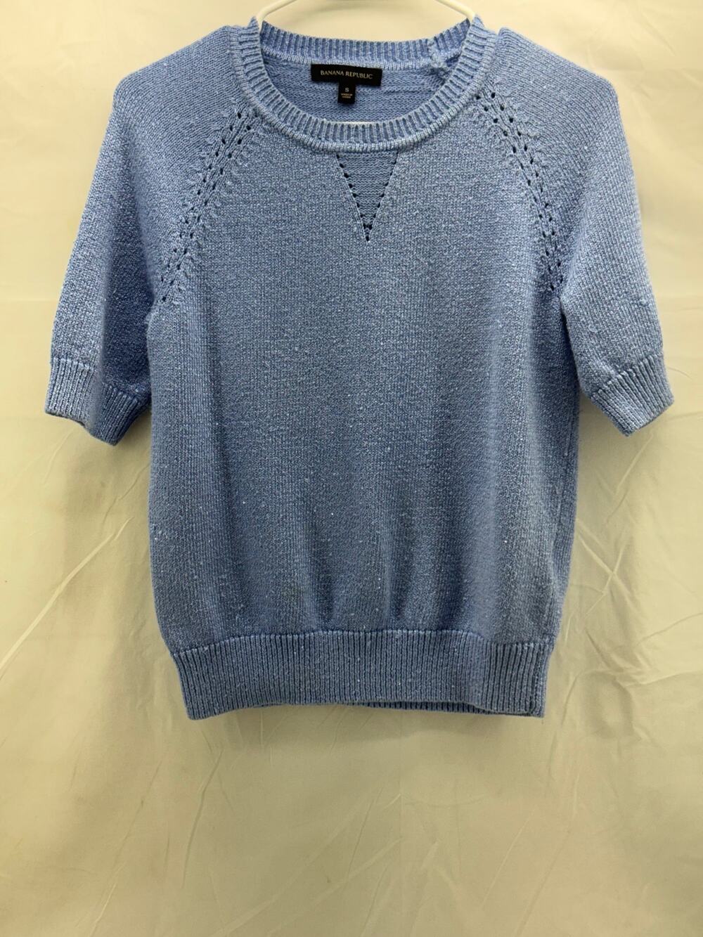 Banana Republic women S short sleeve blue preppy cottagecore sweater